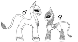 Size: 1714x934 | Tagged: safe, artist:nopony, banned from derpibooru, deleted from derpibooru, derpibooru import, oc, unofficial characters only, original species, devorantem, monochrome, monster
