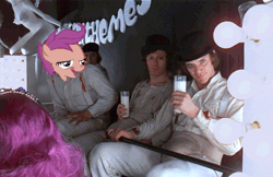 Size: 500x324 | Tagged: safe, banned from derpibooru, deleted from derpibooru, derpibooru import, scootaloo, a clockwork orange, animated, chickun, either ban chickun or stop whining and let us have our lulz, exploitable meme, faic, forced meme, forcible sodomeme, meme, stanley kubrick