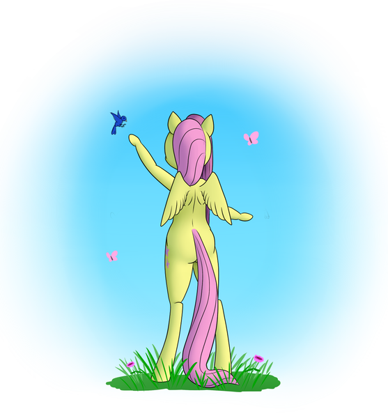 Size: 1200x1293 | Tagged: safe, artist:roxenmage, banned from derpibooru, deleted from derpibooru, derpibooru import, fluttershy, anthro, pegasus, ass, butt, solo