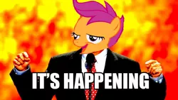 Size: 690x388 | Tagged: safe, banned from derpibooru, deleted from derpibooru, derpibooru import, chickun, exploitable meme, faic, forced meme, forcible sodomeme, its happening, meme, scootalocaust payback, you will pay for your crimes against humanity