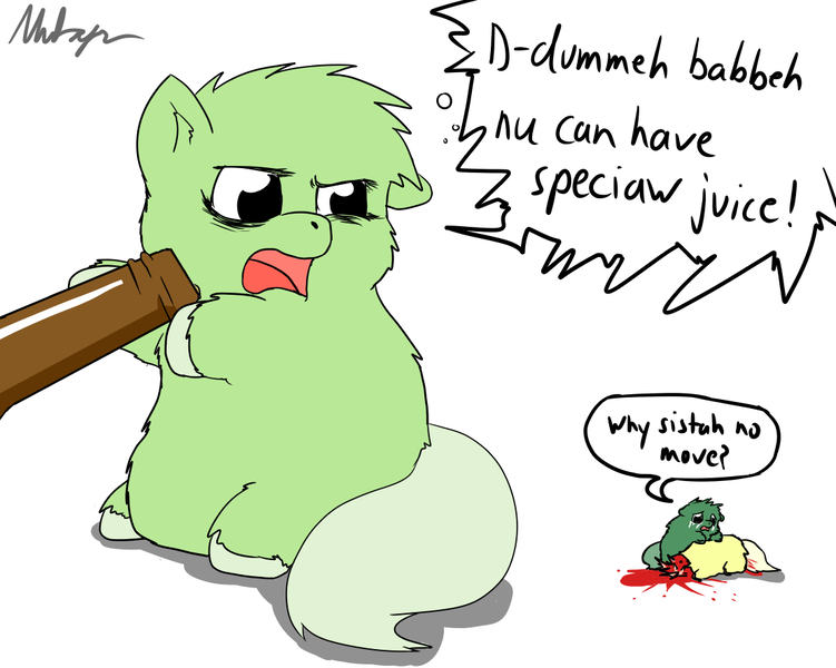 Size: 1109x886 | Tagged: grimdark, artist:mutagen, banned from derpibooru, deleted from derpibooru, derpibooru import, fluffy pony, abuse, blood, drunk, fluffy pony death, fluffy pony foals, fluffy pony grimdark, foal abuse