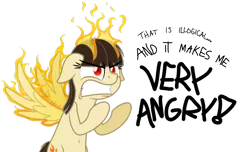 Size: 900x546 | Tagged: safe, artist:zutheskunk, banned from derpibooru, deleted from derpibooru, derpibooru import, wild fire, angry, belly button, caption, fire, floppy ears, fury, gritted teeth, meme, pyrokinesis, pyromancy, rage, rage face, reaction image, red eyes, solo, spread wings, wings, y u no