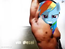 Size: 259x194 | Tagged: safe, banned from derpibooru, deleted from derpibooru, derpibooru import, rainbow dash, 20% cooler, inter racial, sexy, vin diesel