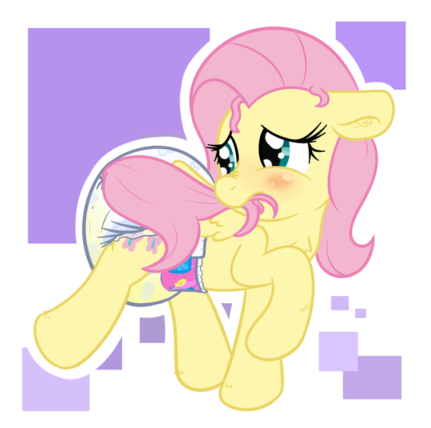 Size: 1126x1116 | Tagged: questionable, artist:vitriolink, banned from derpibooru, deleted from derpibooru, derpibooru import, fluttershy, blushing, cute, cutie mark diapers, diaper, diaper fetish, embarrassed, female, fetish, poofy diaper, shyabetes, solo, solo female, urine, wet, wet diaper