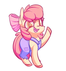 Size: 1057x1132 | Tagged: safe, artist:handsockz, banned from derpibooru, deleted from derpibooru, derpibooru import, apple bloom, adorabloom, clothes, cute, overalls, solo, unshorn fetlocks