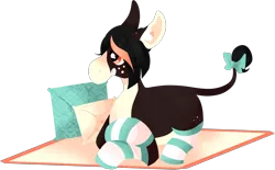 Size: 2823x1750 | Tagged: safe, artist:feebu, banned from derpibooru, deleted from derpibooru, derpibooru import, oc, unofficial characters only, donkey, blanket, clothes, feebu, female, lying down, mare, pillow, socks, solo