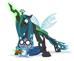 Size: 1011x831 | Tagged: safe, artist:culu-bluebeaver, banned from derpibooru, deleted from derpibooru, derpibooru import, queen chrysalis, oc, crossover, happy tree friends, non-mlp oc, simple background, transparent background