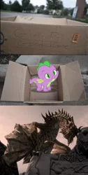 Size: 502x1000 | Tagged: safe, artist:angel147196, banned from derpibooru, deleted from derpibooru, derpibooru import, spike, dragon, fanfic:my little dashie, baby, baby dragon, baby spike, dashie meme, exploitable meme, good people finding dash meme, meme, my little spikie, newborn, obligatory pony, paarthurnax, skyrim, the elder scrolls, younger