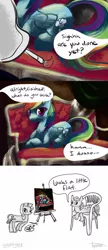 Size: 670x1550 | Tagged: safe, artist:ponyshot, banned from derpibooru, deleted from derpibooru, derpibooru import, rainbow dash, rarity, pegasus, pony, unicorn, catchlights, comic, female, guest comic, mare, paint, ronbow dosh, rurrity, stylistic suck