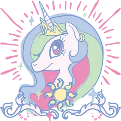 Size: 649x650 | Tagged: safe, artist:ponyshot, banned from derpibooru, deleted from derpibooru, derpibooru import, princess celestia, alicorn, pony, catasterism, cutie mark, female, mare, profile, smiling, solo, sun