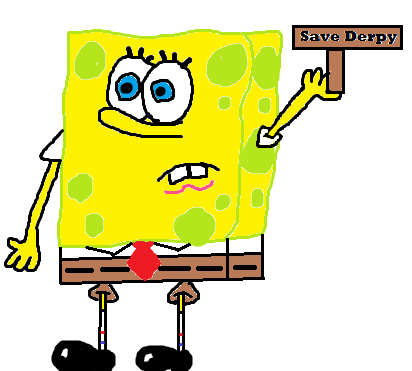 Size: 412x371 | Tagged: safe, artist:angrynoahs, banned from derpibooru, deleted from derpibooru, derpibooru import, derpy hooves, image, png, save derpy, spongebob squarepants, spongebob squarepants (character)