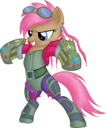 Size: 816x980 | Tagged: safe, artist:vingamena, banned from derpibooru, deleted from derpibooru, derpibooru import, ponified, pony, bipedal, league of legends, simple background, solo, steampunk, transparent background, vi