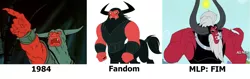 Size: 2489x787 | Tagged: safe, artist:peachiekeenie, banned from derpibooru, deleted from derpibooru, derpibooru import, lord tirek, twilight's kingdom, comparison, evolution, fanon, g1, g1 to g4, generation leap