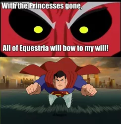 Size: 639x655 | Tagged: safe, banned from derpibooru, deleted from derpibooru, derpibooru import, lord tirek, twilight's kingdom, exploitable meme, meme, superman, superman vs the elite, tirek is doomed, tirek vs everyone meme