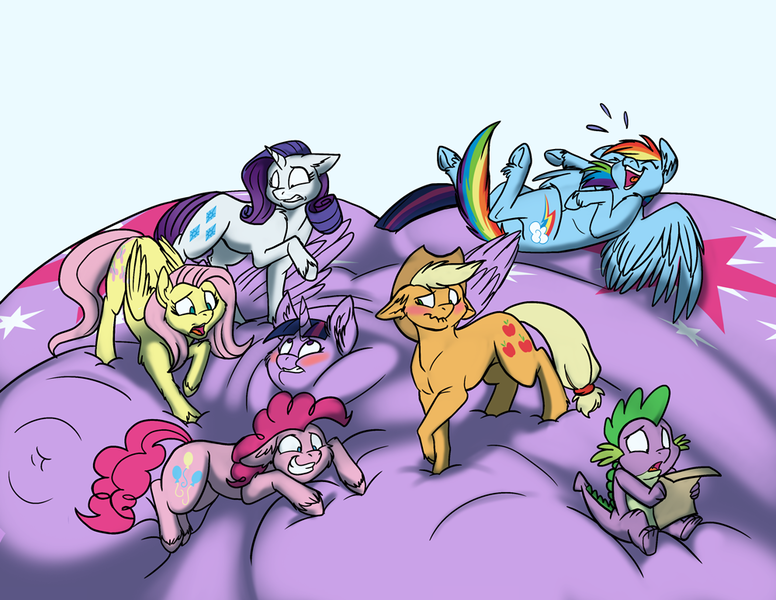 Size: 1000x773 | Tagged: questionable, artist:foxenawolf, banned from derpibooru, deleted from derpibooru, derpibooru import, applejack, fluttershy, pinkie pie, rainbow dash, rarity, spike, twilight sparkle, twilight sparkle (alicorn), alicorn, belly, belly bed, big belly, blushing, butt, embarrassed, fat, fat fetish, fetish, huge belly, huge butt, immobile, impossibly large belly, impossibly large butt, impossibly large everything, impossibly large plot, inflation, large butt, laughing, laughingmares.jpg, mane six, morbidly obese, obese, plot, squishy, stuffed, the ass was fat, twibutt, twilard sparkle, weight gain