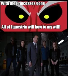 Size: 646x720 | Tagged: safe, banned from derpibooru, deleted from derpibooru, derpibooru import, lord tirek, agent antoine triplett, agent melinda may, agent phil coulson, agents of shield, exploitable meme, jemma simmons, meme, skye, team coulson, tirek vs everyone meme