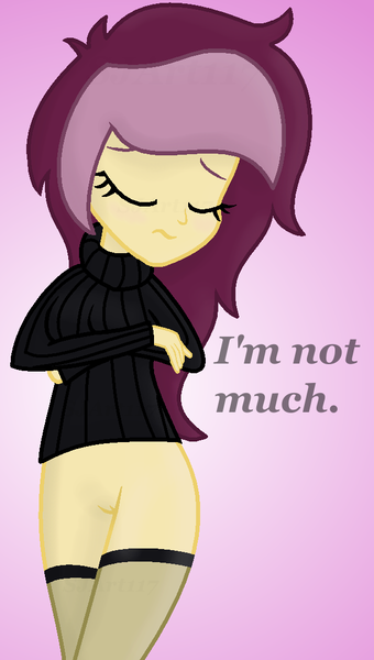 Size: 624x1100 | Tagged: explicit, banned from derpibooru, deleted from derpibooru, derpibooru import, oc, oc:lannie lona, unofficial characters only, equestria girls, blushing, bottomless, clothes, equestria girls-ified, female, image, nudity, partial nudity, png, solo, solo female, stockings, sweater, thigh highs, turtleneck, vagina