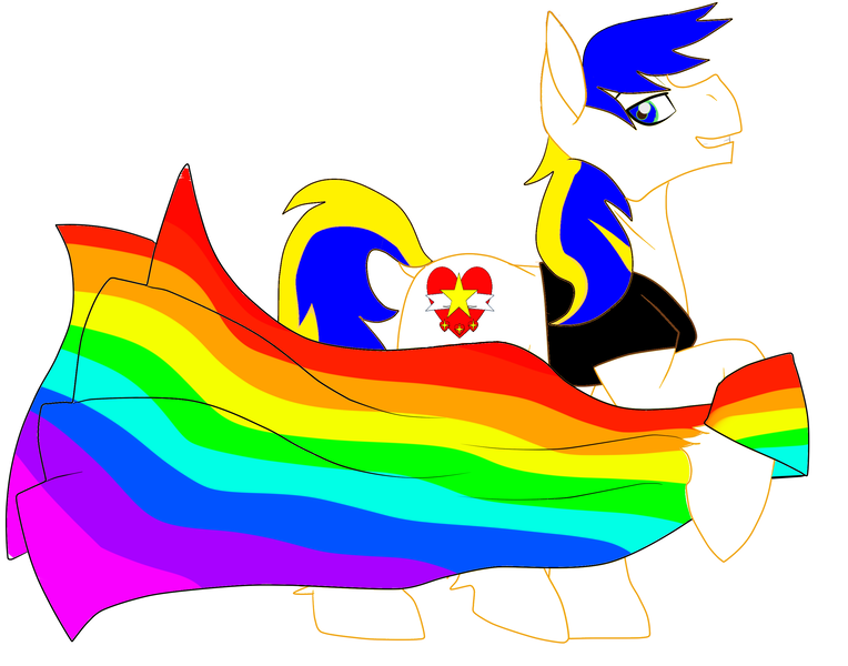 Size: 2720x2136 | Tagged: safe, banned from derpibooru, deleted from derpibooru, derpibooru import, oc, oc:holly night, bedroom eyes, clothes, gay, gay pride, male, mane, pride, solo, stallion, tail, vest