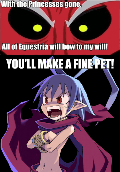 Size: 633x904 | Tagged: safe, banned from derpibooru, deleted from derpibooru, derpibooru import, lord tirek, disgaea, exploitable meme, laharl, meme, tirek vs everyone meme