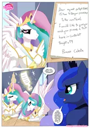 Size: 1024x1447 | Tagged: suggestive, artist:bbmbbf, banned from derpibooru, deleted from derpibooru, derpibooru import, princess celestia, princess luna, anthro, comic:the next level of friendship, comic:the next level of friendship hd, equestria untamed, breasts, comic, implied twilight sparkle, palcomix, royal sisters