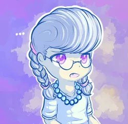 Size: 851x825 | Tagged: safe, artist:handsockz, banned from derpibooru, deleted from derpibooru, derpibooru import, silver spoon, human, ..., braid, fangs, humanized, jewelry, necklace, open mouth, pearl, pigtails, solo, speechless, unamused