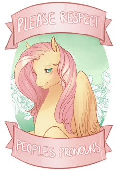 Size: 250x354 | Tagged: safe, artist:firefluffers, banned from derpibooru, deleted from derpibooru, derpibooru import, fluttershy, drama, mouthpiece, pronouns