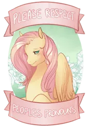 Size: 250x354 | Tagged: safe, artist:firefluffers, banned from derpibooru, deleted from derpibooru, derpibooru import, fluttershy, drama, mouthpiece, pronouns