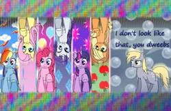 Size: 899x581 | Tagged: safe, artist:ioncorupterx, banned from derpibooru, deleted from derpibooru, derpibooru import, applejack, derpy hooves, fluttershy, pinkie pie, rainbow dash, rarity, twilight sparkle, pegasus, pony, derp, female, mane six, mare