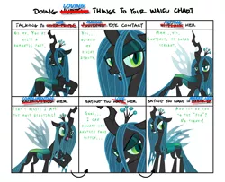 Size: 1600x1300 | Tagged: safe, artist:chrysalislover, banned from derpibooru, deleted from derpibooru, derpibooru import, queen chrysalis, bedroom eyes, chrysalislover, chrysalislover is at it again, comic, doing loving things, fangs, frown, glare, grin, gritted teeth, looking at you, meme, open mouth, smiling, waifu
