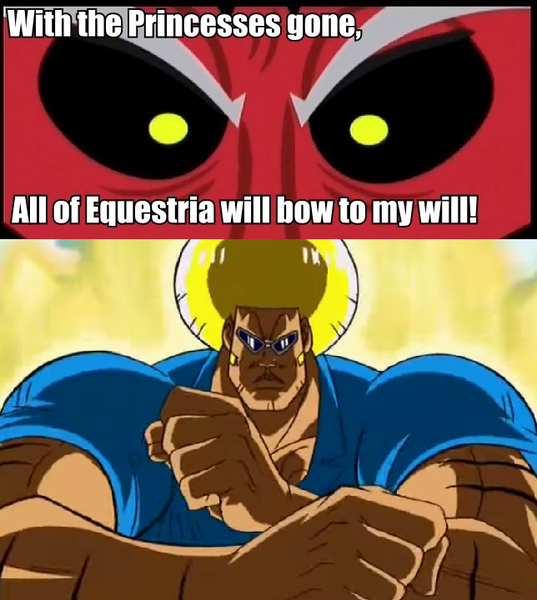 Size: 644x720 | Tagged: safe, banned from derpibooru, deleted from derpibooru, derpibooru import, screencap, lord tirek, twilight's kingdom, bobobo, bobobo-bo bo-bobo, exploitable meme, meme, tirek is doomed, tirek vs everyone meme