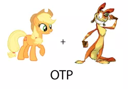 Size: 796x554 | Tagged: safe, banned from derpibooru, deleted from derpibooru, derpibooru import, applejack, crossover, crossover shipping, daxter, exploitable meme, jak and daxter, meme, otp, shipping