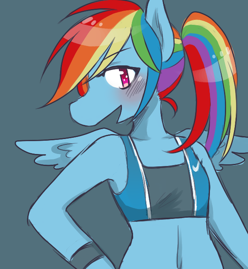 Size: 500x542 | Tagged: safe, artist:ladybeemer, banned from derpibooru, deleted from derpibooru, derpibooru import, rainbow dash, anthro, solo