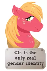 Size: 700x1050 | Tagged: safe, artist:exoticdreamer, banned from derpibooru, deleted from derpibooru, derpibooru import, edit, big macintosh, pony, background pony, bullshit, mouthpiece, op started shit, social justice, vulgar