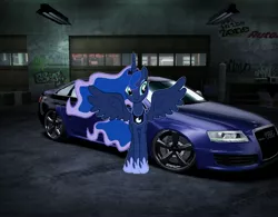 Size: 2820x2204 | Tagged: safe, artist:rainbow-dash-2014, banned from derpibooru, deleted from derpibooru, derpibooru import, princess luna, audi rs4, car, need for speed, need for speed carbon, solo