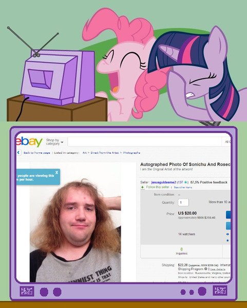 Size: 600x748 | Tagged: safe, banned from derpibooru, deleted from derpibooru, derpibooru import, pinkie pie, twilight sparkle, chris chan, ebay, exploitable meme, meme, obligatory pony, tv meme