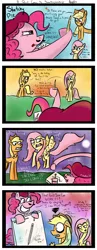 Size: 1650x4250 | Tagged: safe, artist:amarcato, banned from derpibooru, deleted from derpibooru, derpibooru import, applejack, fluttershy, pinkie pie, artist, comic, pencil, sketching