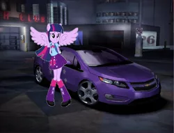 Size: 2218x1698 | Tagged: safe, artist:rainbow-dash-2014, banned from derpibooru, deleted from derpibooru, derpibooru import, twilight sparkle, twilight sparkle (alicorn), alicorn, human, equestria girls, car, carbon, chevrolet, need for speed, obligatory pony, solo, volt