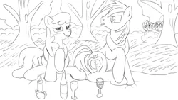 Size: 1280x720 | Tagged: safe, artist:jbond, banned from derpibooru, deleted from derpibooru, derpibooru import, apple bloom, big macintosh, cheerilee, scootaloo, sweetie belle, earth pony, pony, cutie mark crusaders, male, monochrome, sketch, stallion