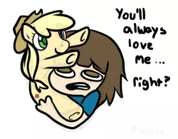 Size: 909x709 | Tagged: safe, artist:moozua, banned from derpibooru, deleted from derpibooru, derpibooru import, applejack, human, brony