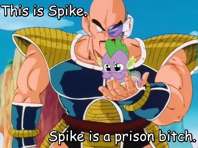 Size: 640x480 | Tagged: grimdark, suggestive, banned from derpibooru, deleted from derpibooru, derpibooru import, spike, abuse, crossover, dark comedy, dragonball z abridged, drama, goddammit nappa, image, jpeg, nappa, photoshop, prison bitch, sad, spike drama, spike justice warriors, spikeabuse