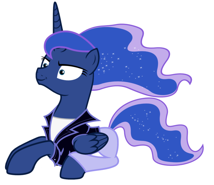 Size: 5796x4995 | Tagged: safe, artist:sebisscout1997, banned from derpibooru, deleted from derpibooru, derpibooru import, princess luna, absurd resolution, clothes, greaser, jacket, leather jacket, solo, vector