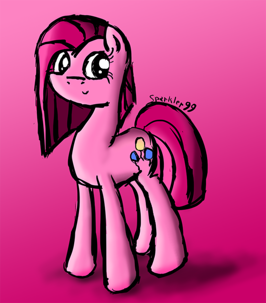 Size: 700x795 | Tagged: safe, artist:sparkdraws, banned from derpibooru, deleted from derpibooru, derpibooru import, pinkie pie, cute, cuteamena, gradient background, looking at you, pinkamena diane pie, shadow