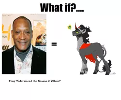 Size: 716x594 | Tagged: safe, banned from derpibooru, deleted from derpibooru, derpibooru import, king sombra, spoiler:s03, forced meme, meme, meta, photo, tony todd, what if x voiced the season 3 villain
