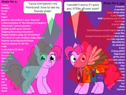 Size: 900x675 | Tagged: safe, banned from derpibooru, deleted from derpibooru, derpibooru import, pinkie pie, cupcake, duality, dual persona, food