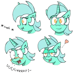 Size: 1958x1958 | Tagged: safe, artist:manual-monaro, banned from derpibooru, deleted from derpibooru, derpibooru import, lyra heartstrings, bedroom eyes, blushing, burp, facial expressions, heart, looking at you, smiling, snerk, solo, tongue out