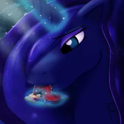 Size: 2000x2000 | Tagged: suggestive, artist:aegwinn, banned from derpibooru, deleted from derpibooru, derpibooru import, princess luna, human, drool, eating, fetish, imminent vore, mane, maw, mouth, ponies eating humans, tongue out, vore