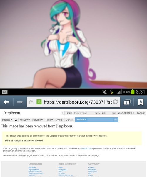 Size: 800x960 | Tagged: safe, banned from derpibooru, deleted from derpibooru, derpibooru import, edit, princess celestia, android, robot, banned, deleted image, mobile, samsung, screenshots