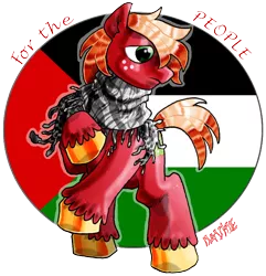 Size: 676x700 | Tagged: safe, artist:davide76, banned from derpibooru, deleted from derpibooru, derpibooru import, big macintosh, image, mouthpiece, palestine, png, politics