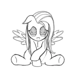 Size: 371x341 | Tagged: safe, artist:roxenmage, banned from derpibooru, deleted from derpibooru, derpibooru import, fluttershy, pegasus, pony, monochrome, sitting, solo