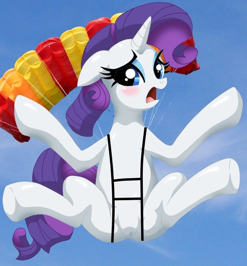 Size: 500x537 | Tagged: suggestive, artist:bbmbbf, artist:mylittlepornedits, banned from derpibooru, deleted from derpibooru, derpibooru import, rarity, equestria untamed, explicit source, featureless crotch, not porn, palcomix, parachute, skydiving